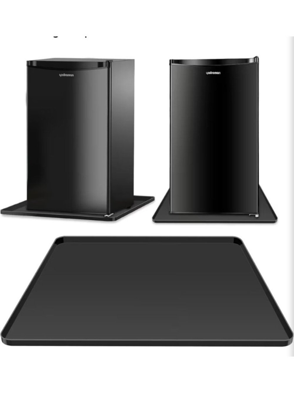Mini Fridge Silicone Mat 24"x24"x0.5" Leak-Proof Non-Slip Drip Tray (Black)